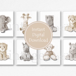 Kinderzimmer Tier Set, Baby Tier Drucke, Neutrale Kinderzimmer Kunst, Zoo Tier Drucke, Kinder Wandkunst, Baby Kunstwerk, Tier Baby, Monochrome Kinderzimmer