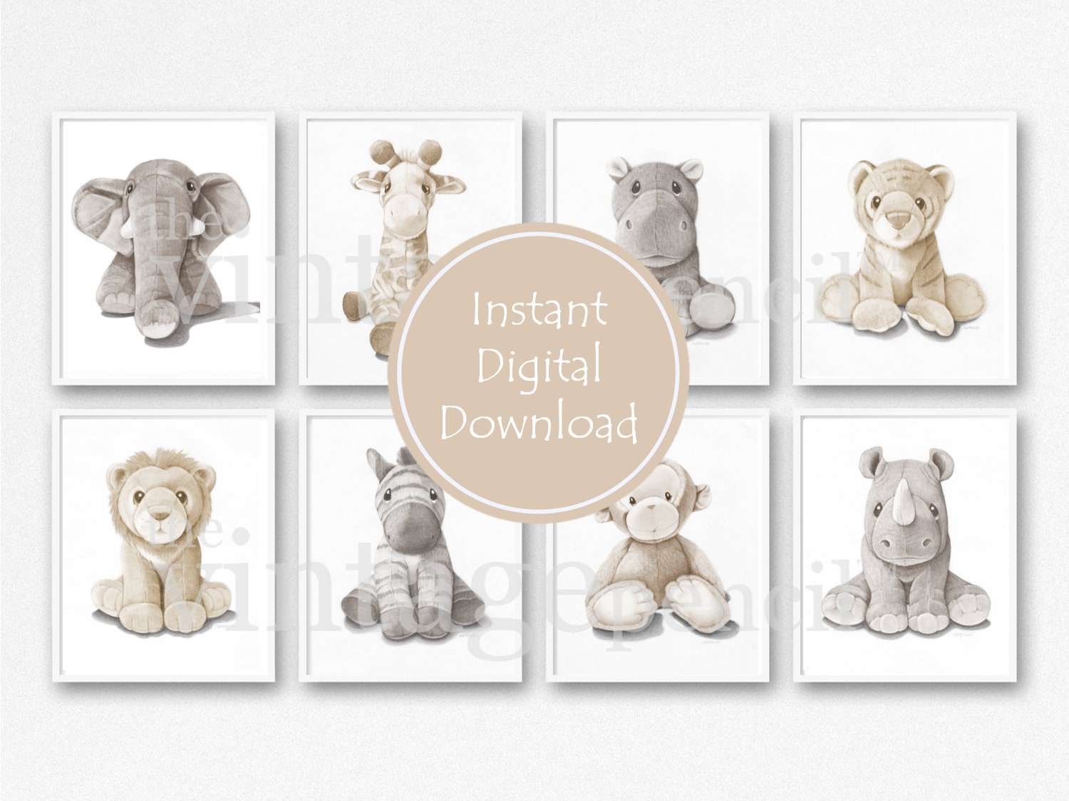 Nursery Animal Set Baby Animal Prints Neutral Nursery Art | Etsy