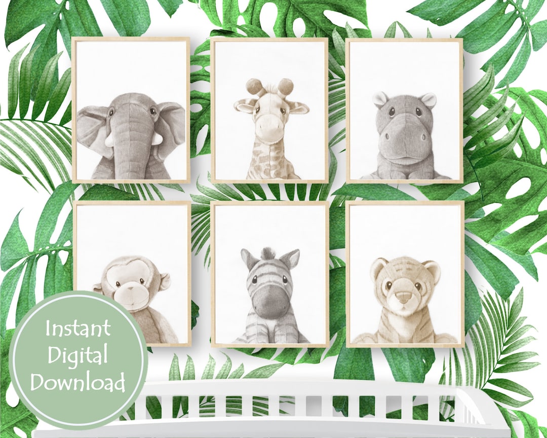 Animal Pictures Floral Safari Animals Set Of 3 Unframed Poster Prints For Baby Girl Nursery Bedroom Playroom, Personalised Name In Pink Purple, 12 Animals Christening Gifts For Girls - Foto 12