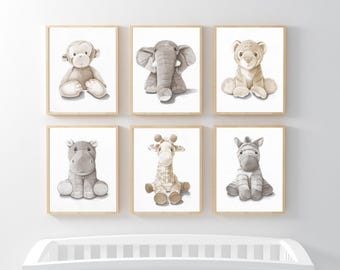 Safari Wandkunst, Baby Tier Print, Safari Wandkunst, Tierdrucke für Kinderzimmer, Zoo Tier Kindergarten, Kinderzimmer Dekor