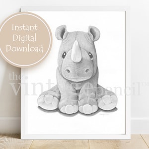 Rhino Druck, Safari Kindergarten Druck, Kinderzimmer Dekor, Kindergarten Tier Druck, Baby Rhinoceros, schwarz und weiß Kindergarten, Rhinoceros Dekor, Poster
