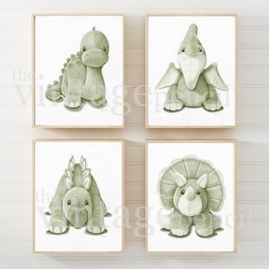 Boys Wall Art Set, Set of Four, Boy Nursery Art, Dinosaur Prints, Prehistoric Animals, Printable Dinosaur Prints, Digital Dinosaurs,Boy Art