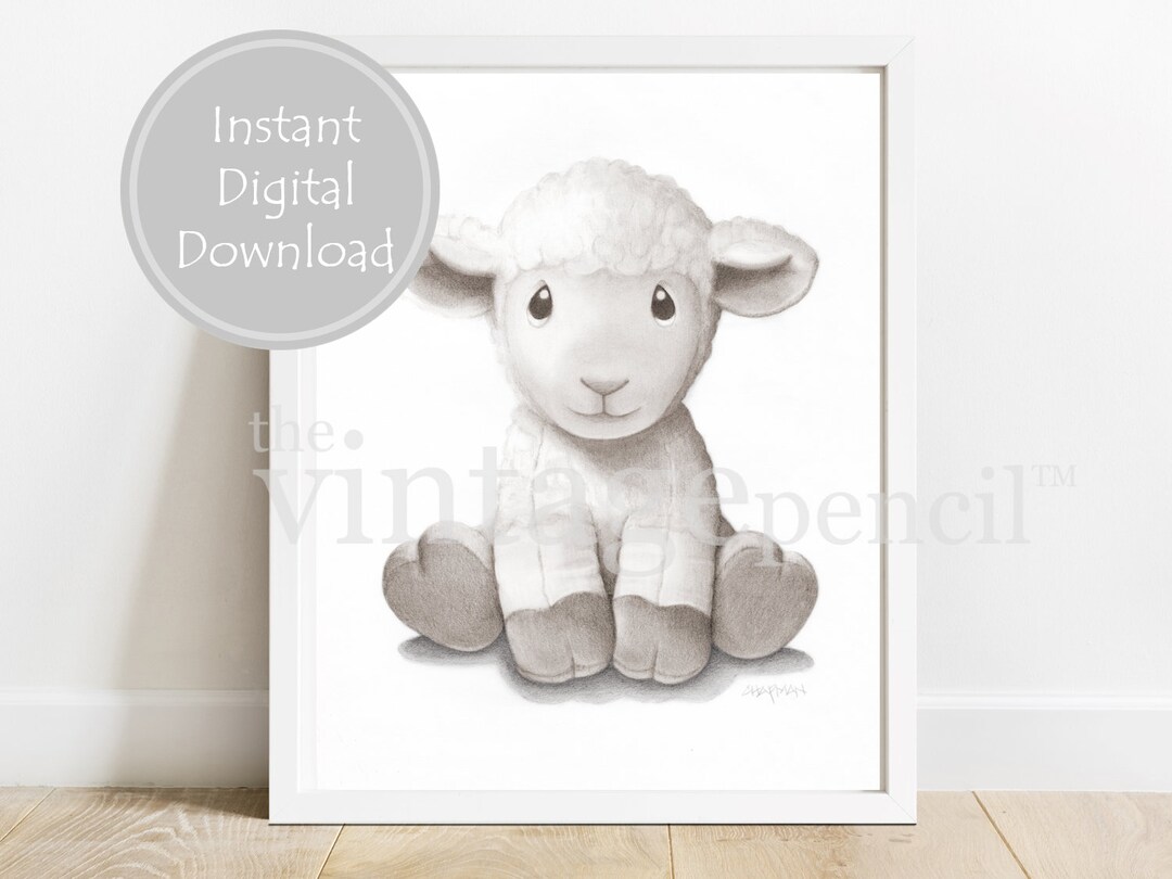 Baby Lamb Print, Farmhouse Nursery Decor, Farm Animals, Barnyard