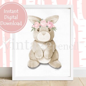 Bunny Print, Pink Nursery Wall Art Decor, Bunny Prints, Nursery Wall Art, Pink Nursery, Baby Bunny, Nursery Decor, Baby Print, Baby Art