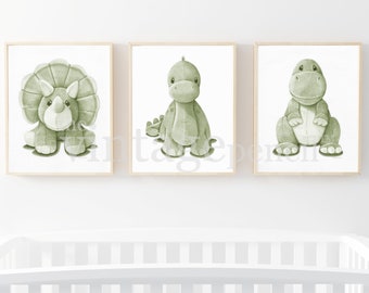 Green Dinosaur Room Decor, Dinosaur Prints, Dinosaur Art, Boy Nursery Set, Boys Room, Dinosaur Art Print, Dinosaur Drawings. Dinosaur, ,