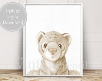 Printable Tiger, Tiger Printable, Tiger Drawing, Tiger Art Print, Baby Tiger, Tiger Nursery, Tiger Sketch, Tiger Art, Tiger Print,Tiger Baby