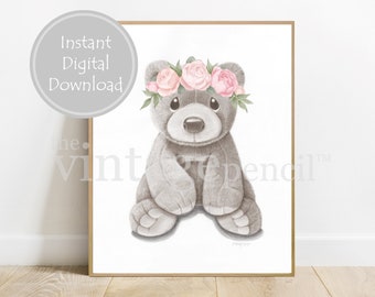 Forest Animal Nursery Prints, Woodland Nursery Wall Art Room Decor, Bear Nursery, Nursery Animal Print, Baby Printable Art, Woodland Nursery