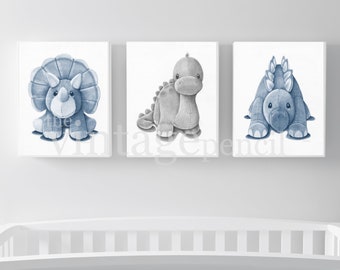 Prehistoric Animals, Boys Wall Art Set, Set of Three, Boy Nursery Art, Dinosaur Prints, Printable Dinosaur Prints, Digital Dinosaurs,Boy Art