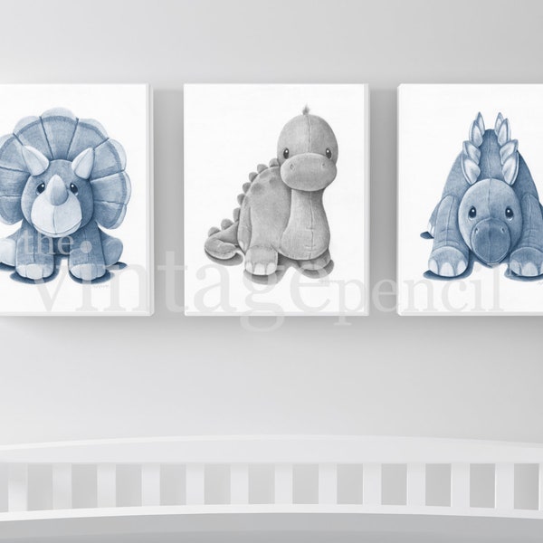 Prehistoric Animals, Boys Wall Art Set, Set of Three, Boy Nursery Art, Dinosaur Prints, Printable Dinosaur Prints, Digital Dinosaurs,Boy Art