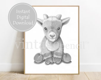 Goat Print, Nursery Prints, Farm Animal Wall Art, Farm Nursery, Baby Animal Print, Baby Goat, Nursery Decor, Printable Goat, Goat Poster