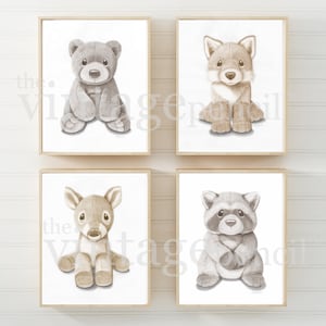 Woodland Nursery Animals, Nursery Print, Baby Animal Prints, Woodland Animal Print, Forest Wall Art, Animal Prints for Nursery,Nursery Decor