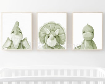 Prehistoric Animals, Boys Wall Art Set, Set of Three, Boy Nursery Art, Dinosaur Prints, Printable Dinosaur Prints, Digital Dinosaurs,Boy Art