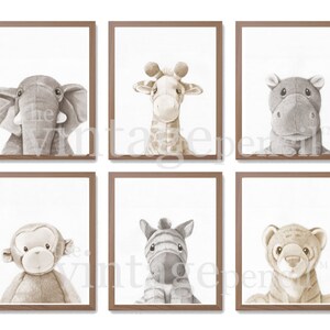 Safari Animal Nursery Wall Art Decor, Childrens Prints, Set of 6 Baby ...