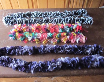 handmade knit ruffled scarf