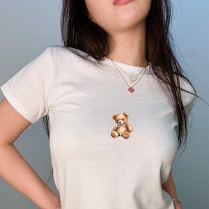 teddy baby tee | aesthetic tshirt, cute tshirt, teddy bear, cottagecore, coquette baby tee, trendy tshirt, gifts for her