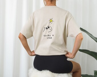 you&#39;re a star tee | aesthetic tshirt, doodle tshirt, cute tshirt, self love, mental health tshirt, oversized, gifts for her, trendy tshirt