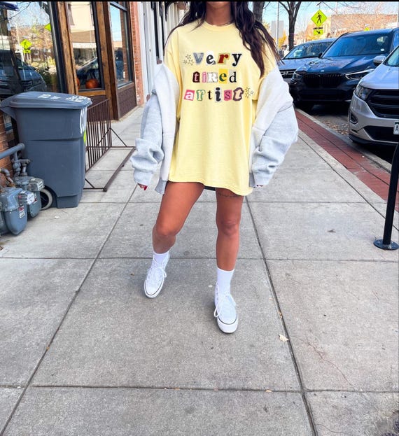 Very Tired Artist Tee Scrapbook Tshirt, Aesthetic Artist T-shirt