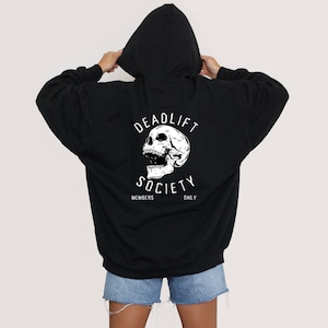 Deadlift Society Hoodie |  Aesthetic Hoodie, Trendy, Gym Wear, Weightlifting, Skull, Members Only, Halloween, Gifts for Him, Gifts