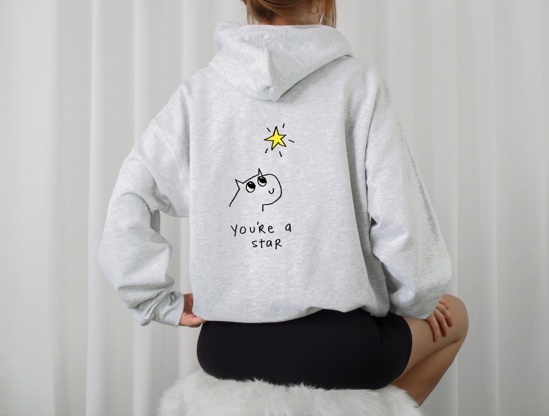 you're a star hoodie | aesthetic hoodie, doodle hoodie, cute hoodie, self love, mental health hoodie, oversized, gifts for her, trendy