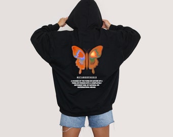 Metamorfosis mariposa sudadera con capucha / sudadera con capucha aura, sudadera con capucha estética, sudadera con capucha de mujer de moda, sudadera con capucha de gran tamaño, sudadera con capucha TikTok, regalos para ella