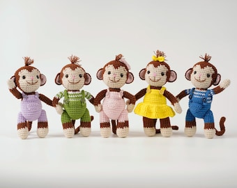 Crochet Monkey Doll, Handmade Amigurumi Monkey, Cute Stuffed Monkey Toy, Monkey Plush, Baby Shower Gift, Nursery Decor, Soft Crochet Animal
