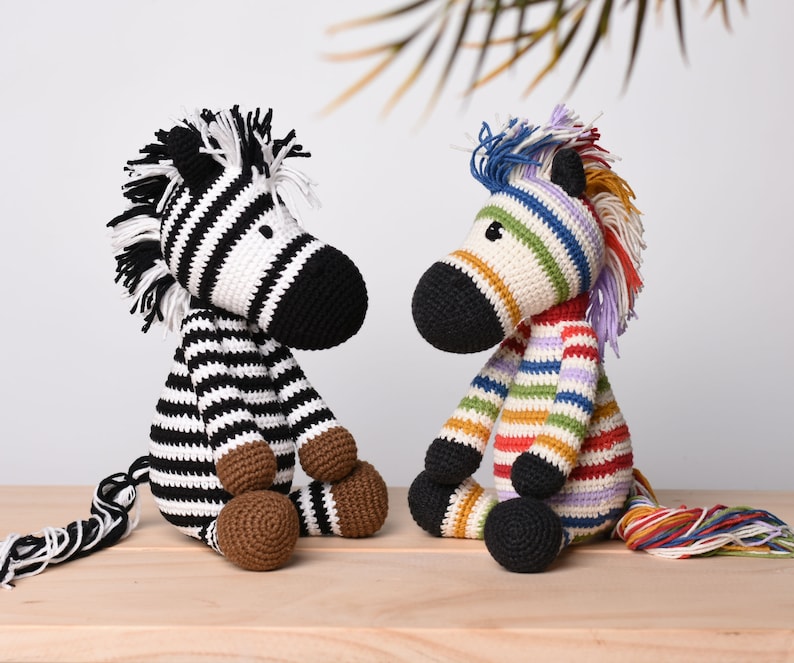 Rainbow Zebra Stuffed Crochet Muticolor Zebra Amigurumi Handmade Stuffed Zebra Gift Idea Zebra Soft Toy For Kids Baby Shower Gift image 1