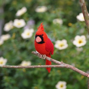 Gehäkelter Roter Kardinal - Realistischer Wintervogel - Amigurumi Gefüllter Kardinalvogel - Stilvolles Wohndekor - Vogel-Liebhaber-Geschenk - Fertiges Plüschtier
