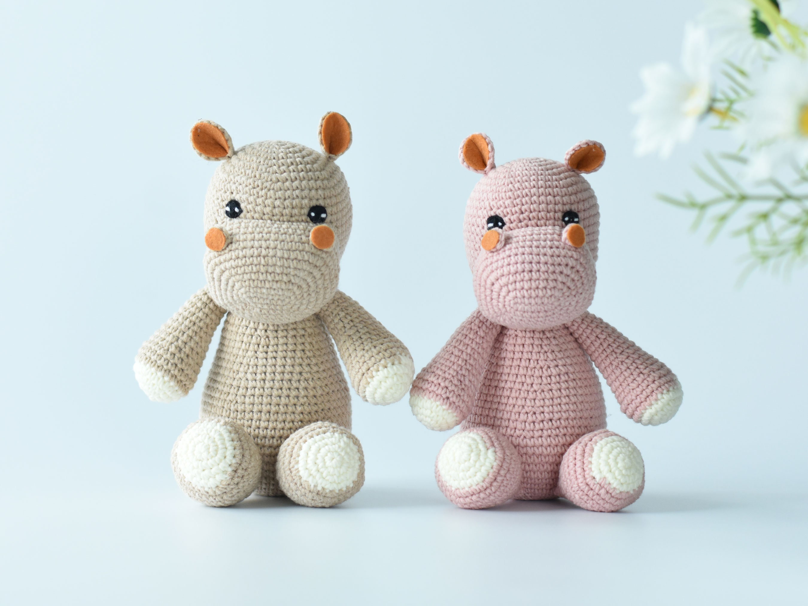 Little Hippo Crochet Animal Handmade Amigurumi Stuffed Toy Doll   |Custom Color