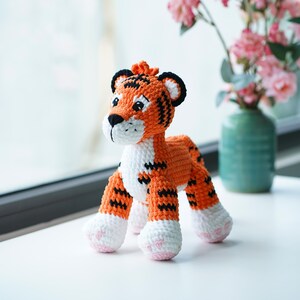 Adorable Crochet Velvet Tiger, Finished Chenille Tiger Toy, Amigurumi Tiger Plush, Soft Tiger Stuffed Toy - Baby Gift Shower