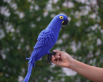 Handmade Hyacinth macaw parrot Plushie: Blue Bird Decorative Toy
