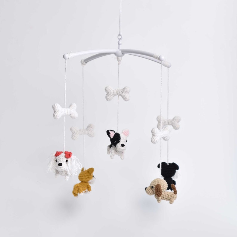Mini Dogs Baby Crib Mobile Dogs Crochet Amigurumi Baby Crib Etsy