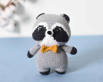 Raccoon Plush Stuffed Animal Crochet Handmade - Best Gift for Kids