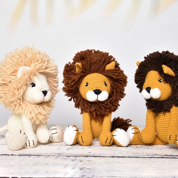 Lion Amigurumi Crochet, Handmade Lion Stuffed Crochet Toy - Free Custom Lion Color