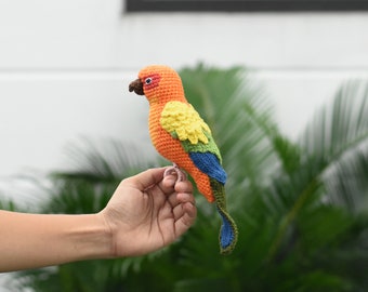 Sun Conure Stuffed Crochet Toy - Sun Conure Amigurumi Bird - Custom Sun Conure Gift - Sun Conure Decoration