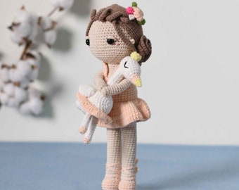 Crochet Amigurumi Ballerina Doll & Her Little Swan, Ballet, Handmade Doll