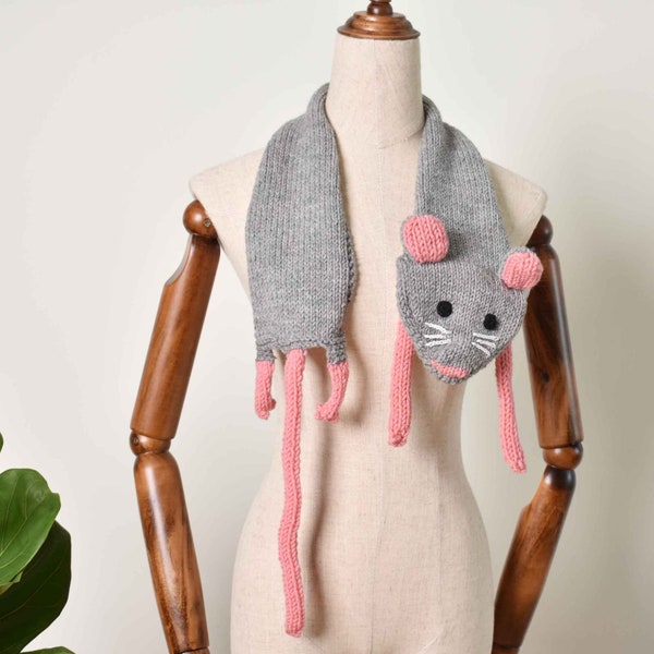 Preciosa bufanda de punto de ratón - bufanda de ratón de punto terminada - bufanda de punto hecha a mano de ratón único - mejor idea de regalo