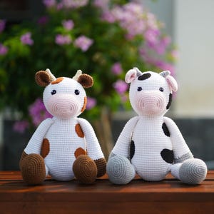 Milk Cow Crochet Plushie Stuffed Toy - Crochet Animal - Happy Farm | Custom Color