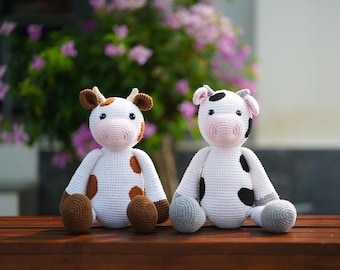 Milk Cow Crochet Plushie Stuffed Toy - Crochet Animal - Happy Farm | Custom Color