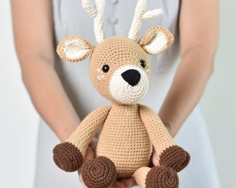 Little Deer Stuffed Crochet Gift - Cute ReinDeer Amigurumi Handmade Toy - Baby Shower Gift