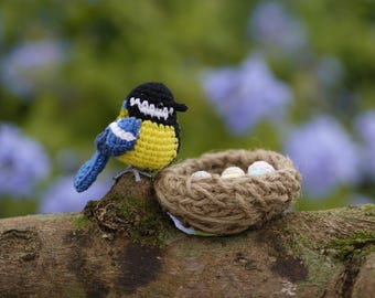 Great Tit Crochet - Finished Bird Toy- Christmas Bird Decor - Bird Lover Gift - Handmade Amigurumi Bird Plush