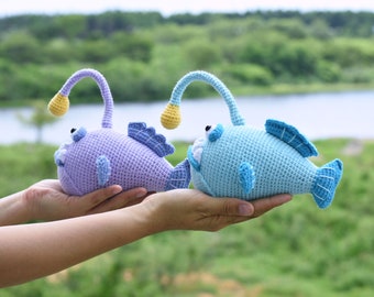 Amigurumi Angler Fish, Crochet  Sea Creature,  Angler Fish Crochet Toy, Stuffed Fish Plush Toy - Sea Animal Crochet