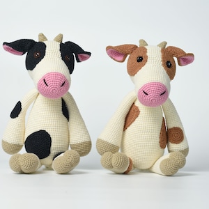 Handmade Crochet Milk Cow Plush Toy: Soft Amigurumi Stuffed Animal