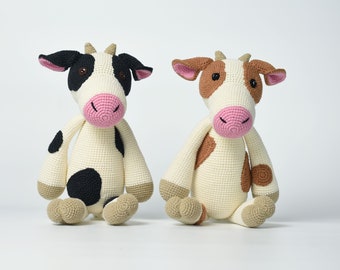 Milk Cow Crochet Stuffed Animal - Handmade Milk Cow Plush Toy - Soft and Cuddly Milk Cow Amigurumi Plush Toy