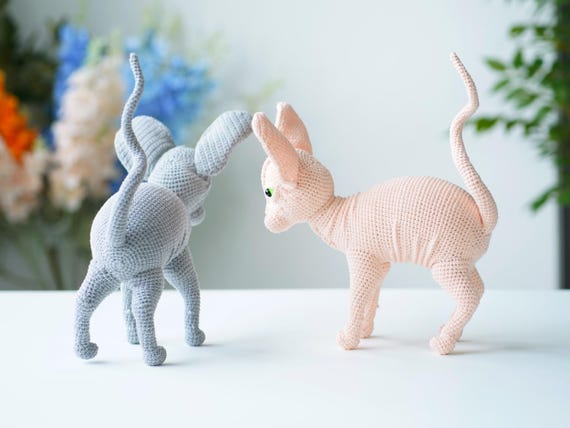 Crochet Sphynx Cat Stuffed Animal - Handmade Jeans Yarn Art - Etsy