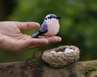 Crochet Nuthatch Bird - Handmade Garden Bird - Christmas Bird Ornaments - Nature Inspired Gift - Bird Lover Gift - Amigurumi Mini Bird Plush