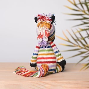 Rainbow Zebra Stuffed Crochet Muticolor Zebra Amigurumi Handmade Stuffed Zebra Gift Idea Zebra Soft Toy For Kids Baby Shower Gift image 4