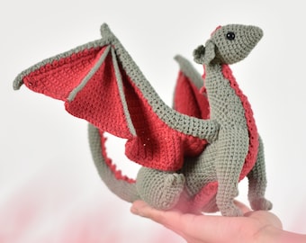 Dragon Stuffed Animal, Stuffed Dragon, Crochet Toy, Crochet Dragon Handmade Gift