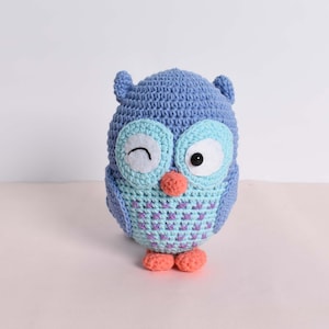 Handmade Crochet Owl Amigurumi: Jeans Yarn Stuffed Animal Toy