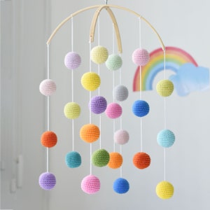 Crochet Ball Crib Mobile: Multicolor Nursery Decor