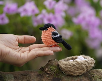 Crochet Bullfinch Plush - Finished Bird Toy- Christmas Bird Decor - Bird Lover Gift - Handmade Amigurumi Bird